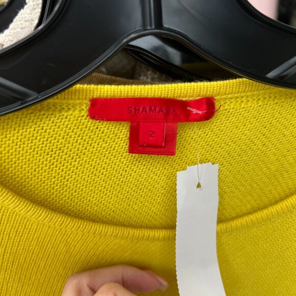 Shamask Yellow Knit Pullover Cashmere Sweater size 2/Large - Picture 6 of 7